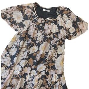 Abercrombie & Fitch Floaty Trapeze Dress Womens XSm Petite Floral Flutter Sleeve
